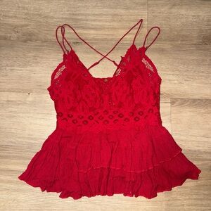 Red Lace Camisole Top